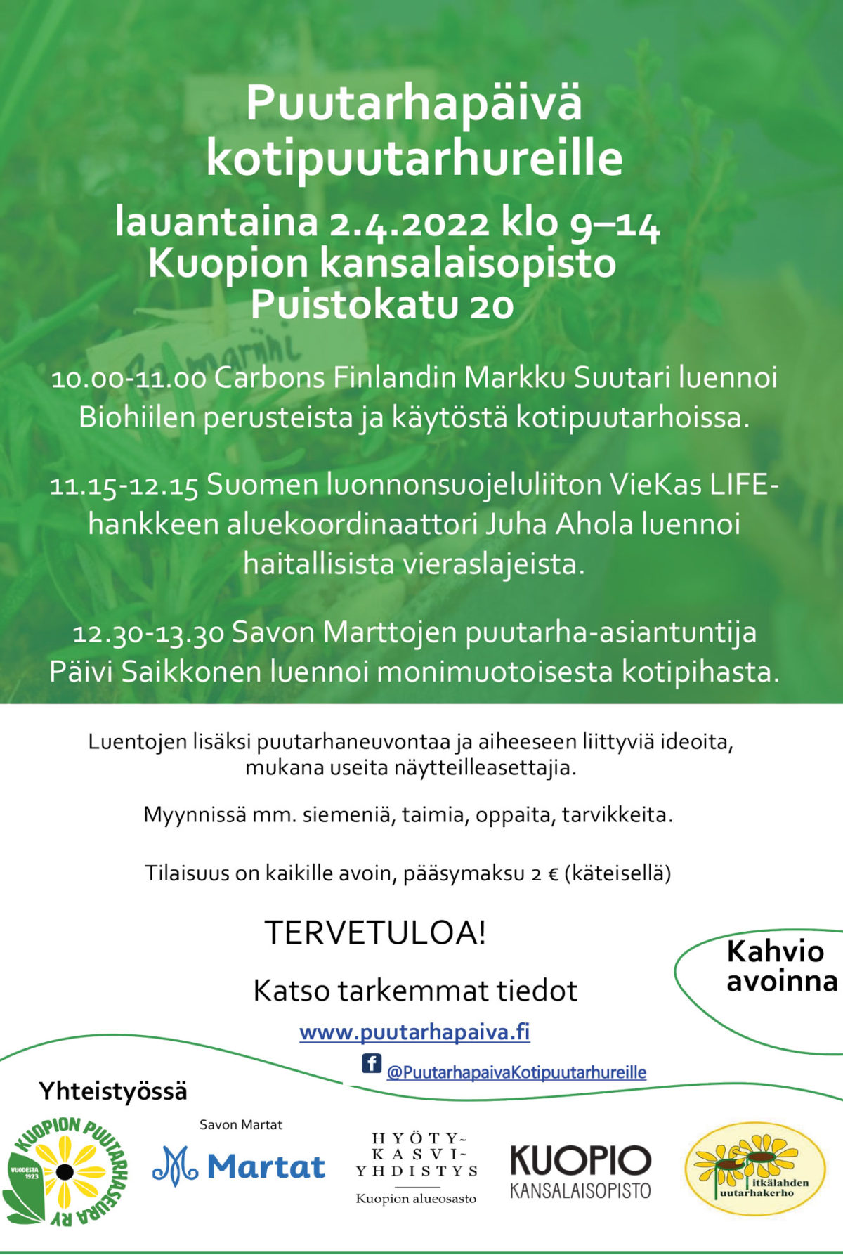 Kuuntele Puutarhapäivän luennot tallenteelta 14.4.2022 saakka