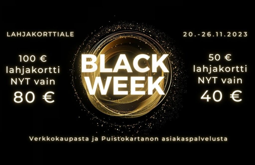 Kuopion kansalaisopisto. Black Week 20.-26.11.2023 lahjakorttiale.
