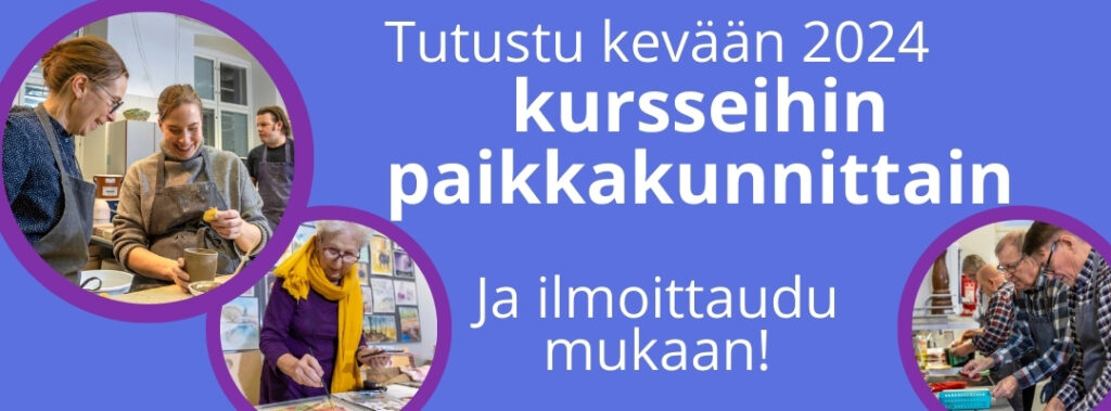 Kuopion kansalaisopisto. Kevään 2024 kurssit paikkakunnittain.