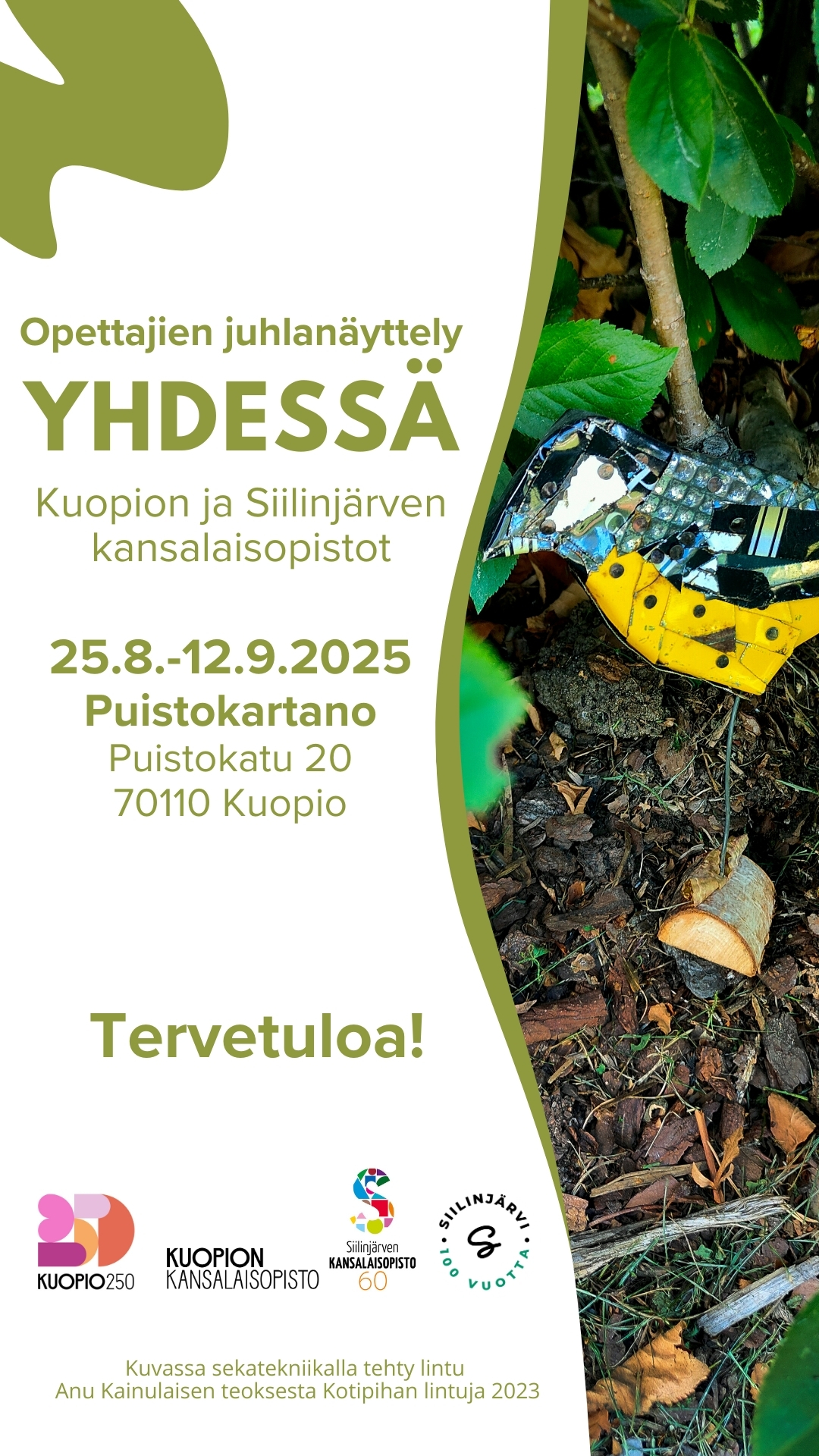 Yhdessä-Kuopion ja Siilinjärven kansalaisopiston opettajien juhlanäyttely 25.8.–12.9.2025 Puistokartanossa
