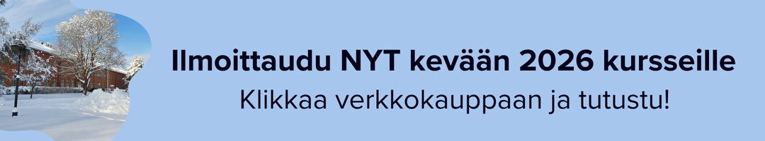 Kuopion kansalaisopisto. Ilmoittaudu kevään 2026 kursseille verkkokaupassa. Kuvituskuva.
