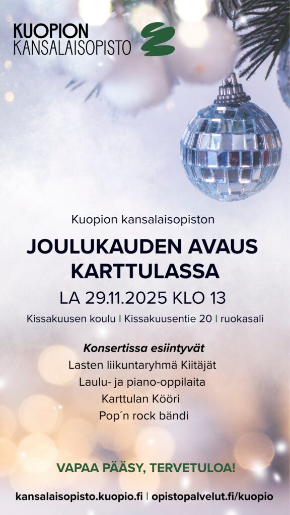 Kuopion kansalaisopiston joulukauden avaus Karttulassa. Kuvituskuva.