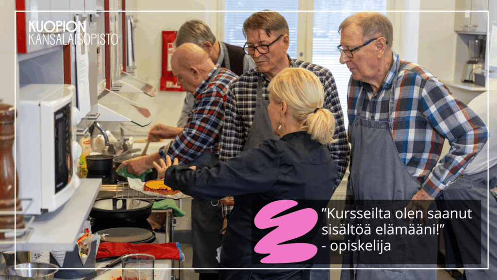 Kuopion kansalaisopisto. Riistavesi tammikuu 2026 kurssit. Kuvituskuva.