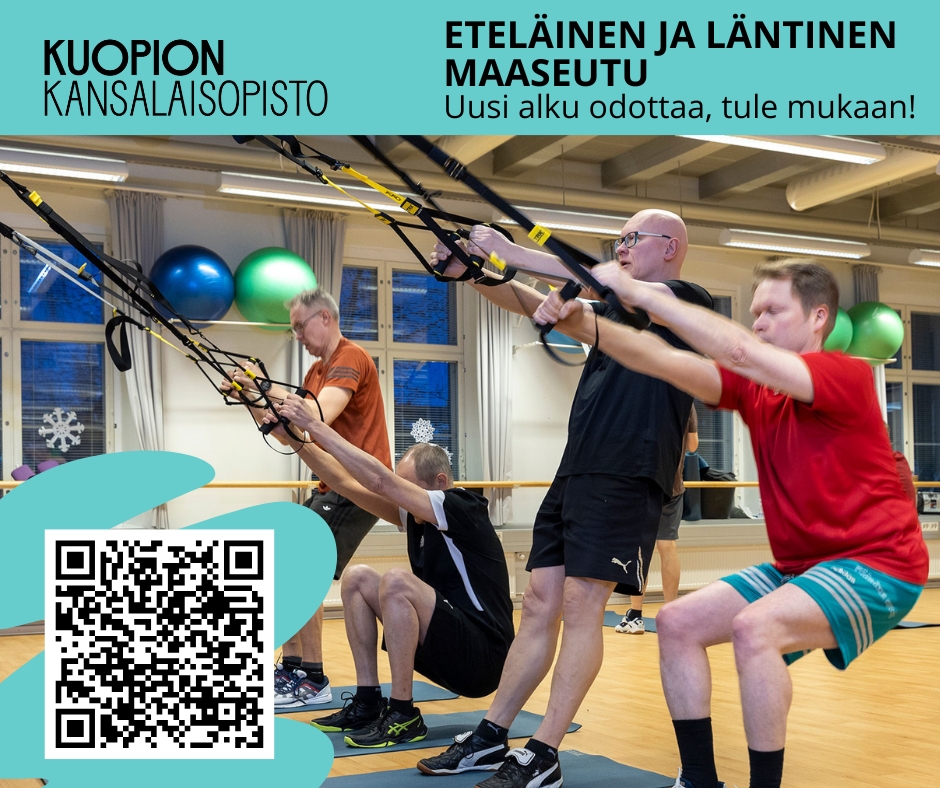 Kuopion kansalaisopisto. Eteläinen ja läntinen maaseutu. Tammikuu 2026 kurssit. Kuvituskuva.