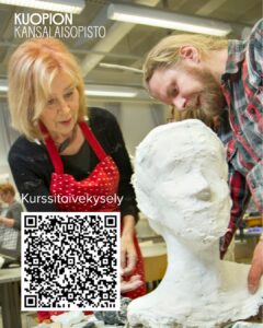 Kuopion kansalaisopisto. Nainen ja mies keramiikkakurssilla. Kuvituskuva.