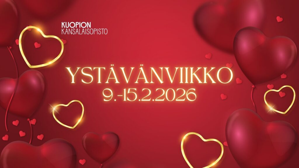 Kuopion kansalaisopisto. Ystävänviikon kurssit ja tapahtumat verkkokaupassa. Kuvituskuva.