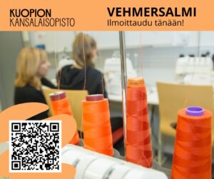 Kuopion kansalaisopisto. Vehmersalmi. Tammikuu 2026 kursseja. Kuvituskuva.