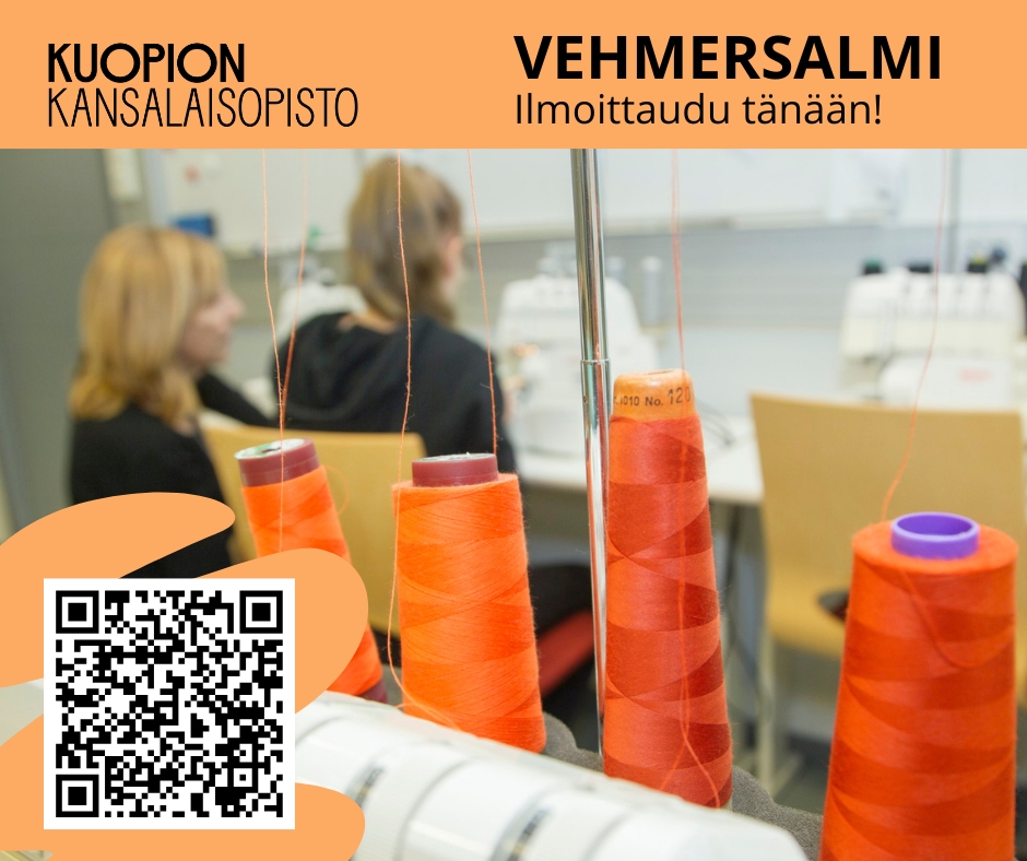 Kuopion kansalaisopisto. Vehmersalmi. Tammikuu 2026 kursseja. Kuvituskuva.