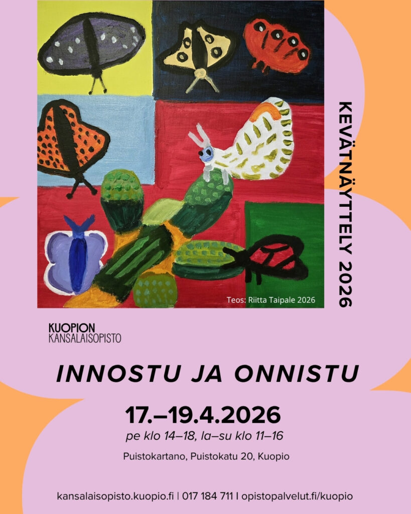 Kuopion kansalaisopisto. Kevätnäyttely 2026. Kuvituskuva.