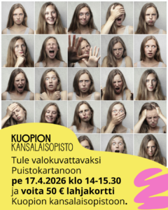 Kuopion kansalaisopisto. Kasvokollaasi. Kuvituskuva.