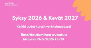Kuopion kansalaisopisto. Syksy 2026 kevät2027. Ilmoittautuminen avautuu.
