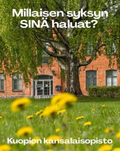 Kuopion kansalaisopisto. Uusi lukuvuosi. Millaisen syksyn sinä haluat? Kuvituskuva.