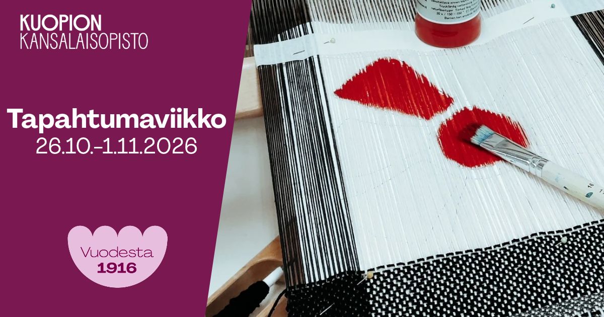 Kuopion kansalaisopisto tapahtumaviikko 26.10-1.11.2026. Kuvituskuva.